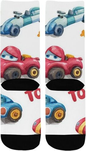 Cartoon Fast Car Pattern Hiking Socks - Toddler Boys & Girls Warm Thick Thermal Winter Crew Socks for School, Daily Wear & Outdoor Activities in Saudi Arabia