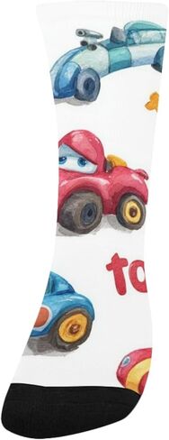 Cartoon Fast Car Pattern Hiking Socks - Toddler Boys & Girls Warm Thick Thermal Winter Crew Socks for School, Daily Wear & Outdoor Activities in Saudi Arabia