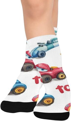 Cartoon Fast Car Pattern Hiking Socks - Toddler Boys & Girls Warm Thick Thermal Winter Crew Socks for School, Daily Wear & Outdoor Activities in Saudi Arabia