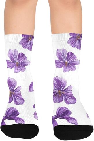 Purple Bows and Floral Hiking Socks - Toddler Boys & Girls Warm Thick Thermal Winter Crew Socks for School, Daily Wear & Outdoor Activities in Saudi Arabia