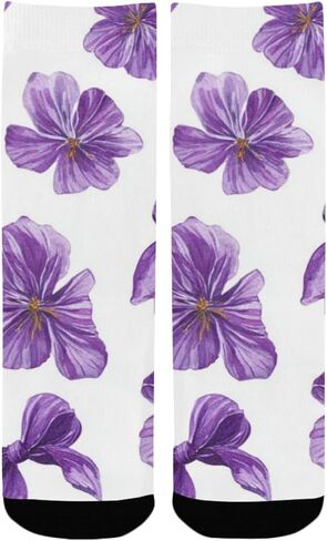 Purple Bows and Floral Hiking Socks - Toddler Boys & Girls Warm Thick Thermal Winter Crew Socks for School, Daily Wear & Outdoor Activities in Saudi Arabia