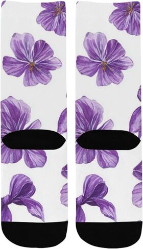 Purple Bows and Floral Hiking Socks - Toddler Boys & Girls Warm Thick Thermal Winter Crew Socks for School, Daily Wear & Outdoor Activities in Saudi Arabia