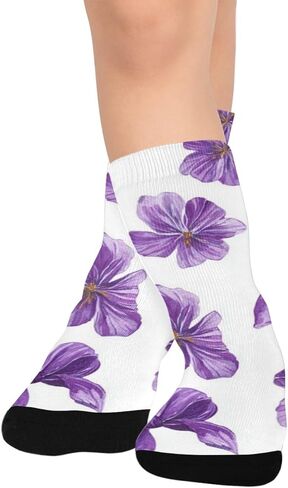 Purple Bows and Floral Hiking Socks - Toddler Boys & Girls Warm Thick Thermal Winter Crew Socks for School, Daily Wear & Outdoor Activities in Saudi Arabia