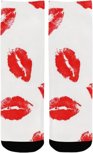 Red Lips Pattern Hiking Socks - Toddler Boys & Girls Warm Thick Thermal Winter Crew Socks for School, Daily Wear & Outdoor Activities in Saudi Arabia