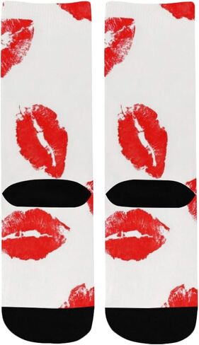 Red Lips Pattern Hiking Socks - Toddler Boys & Girls Warm Thick Thermal Winter Crew Socks for School, Daily Wear & Outdoor Activities in Saudi Arabia