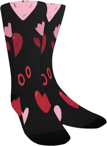 جوارب للمشي لمسافات طويلة بنمط قلب أحمر أسود - جوارب شتوية سميكة دافئة للأولاد والبنات الصغار للمدرسة، والارتداء اليومي والأنشطة الخارجية in Kuwait