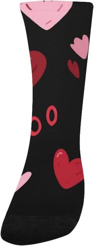 جوارب للمشي لمسافات طويلة بنمط قلب أحمر أسود - جوارب شتوية سميكة دافئة للأولاد والبنات الصغار للمدرسة، والارتداء اليومي والأنشطة الخارجية in Kuwait