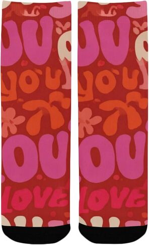 Typography Art Red Hiking Socks - Toddler Boys & Girls Warm Thick Thermal Winter Crew Socks for School, Daily Wear & Outdoor Activities in Kuwait