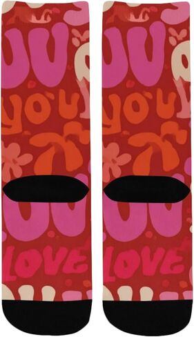 Typography Art Red Hiking Socks - Toddler Boys & Girls Warm Thick Thermal Winter Crew Socks for School, Daily Wear & Outdoor Activities in Kuwait
