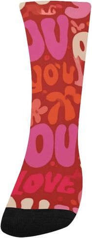 Typography Art Red Hiking Socks - Toddler Boys & Girls Warm Thick Thermal Winter Crew Socks for School, Daily Wear & Outdoor Activities in Kuwait