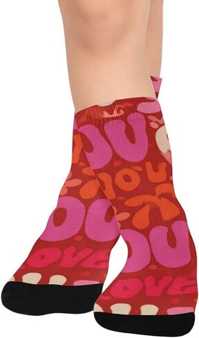 Typography Art Red Hiking Socks - Toddler Boys & Girls Warm Thick Thermal Winter Crew Socks for School, Daily Wear & Outdoor Activities in Kuwait