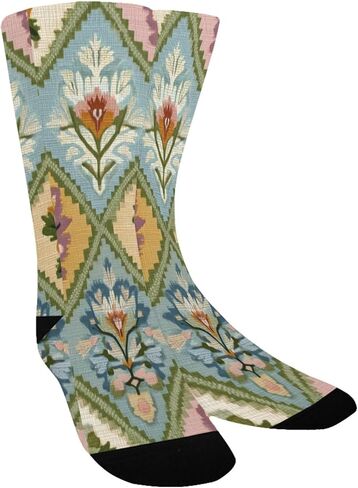 Pastel Floral Diamonds Hiking Socks - Toddler Boys & Girls Warm Thick Thermal Winter Crew Socks for School, Daily Wear & Outdoor Activities in Saudi Arabia