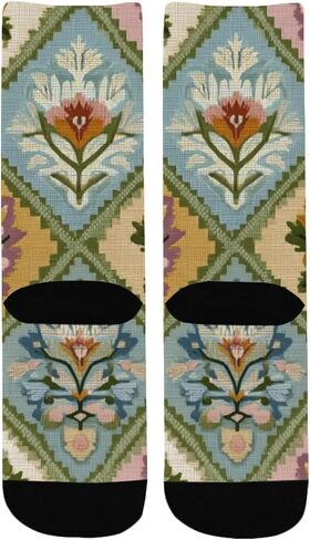 Pastel Floral Diamonds Hiking Socks - Toddler Boys & Girls Warm Thick Thermal Winter Crew Socks for School, Daily Wear & Outdoor Activities in Saudi Arabia