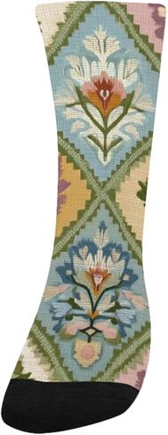 Pastel Floral Diamonds Hiking Socks - Toddler Boys & Girls Warm Thick Thermal Winter Crew Socks for School, Daily Wear & Outdoor Activities in Saudi Arabia
