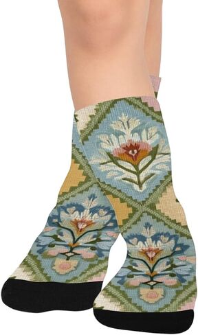 Pastel Floral Diamonds Hiking Socks - Toddler Boys & Girls Warm Thick Thermal Winter Crew Socks for School, Daily Wear & Outdoor Activities in Saudi Arabia