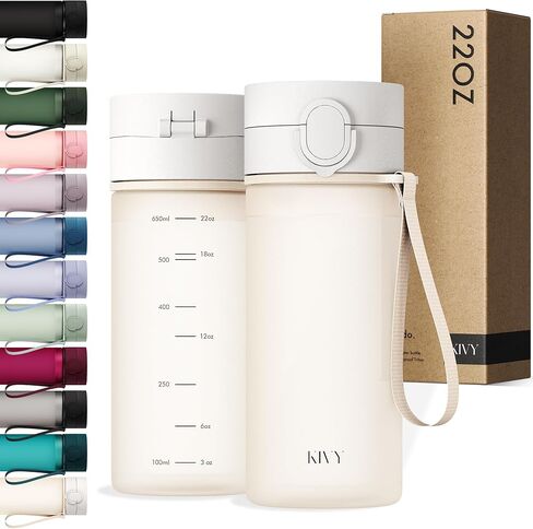 KIVY Slim Water Bottle 32oz with Leakproof Flip Lid [Lightweight & Shatterproof] Fits Backpack & Cupholder for Travel, Sports, School - Tall Gym Water Bottle with Measurements - Dishwasher Safe in Kuwait