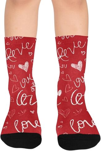 Retro Red Heart Art Hiking Socks - Toddler Boys & Girls Warm Thick Thermal Winter Crew Socks for School, Daily Wear & Outdoor Activities in Saudi Arabia