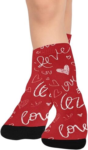 Retro Red Heart Art Hiking Socks - Toddler Boys & Girls Warm Thick Thermal Winter Crew Socks for School, Daily Wear & Outdoor Activities in Saudi Arabia