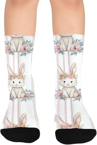 Bunny Rose Art Hiking Socks - Toddler Boys & Girls Warm Thick Thermal Winter Crew Socks for School, Daily Wear & Outdoor Activities in Saudi Arabia