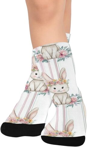 Bunny Rose Art Hiking Socks - Toddler Boys & Girls Warm Thick Thermal Winter Crew Socks for School, Daily Wear & Outdoor Activities in Saudi Arabia
