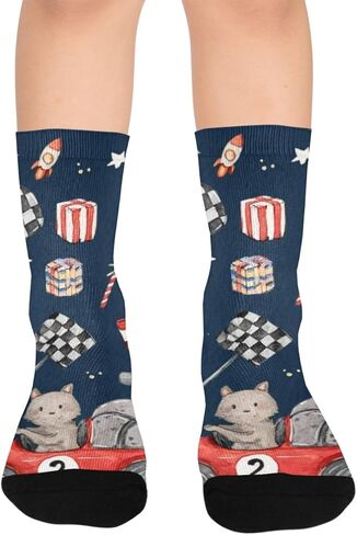 Checkered Race Design Hiking Socks - Toddler Boys & Girls Warm Thick Thermal Winter Crew Socks for School, Daily Wear & Outdoor Activities in Kuwait