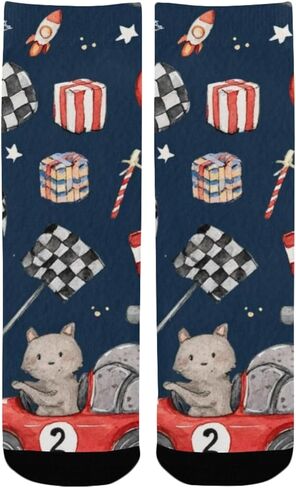 Checkered Race Design Hiking Socks - Toddler Boys & Girls Warm Thick Thermal Winter Crew Socks for School, Daily Wear & Outdoor Activities in Kuwait