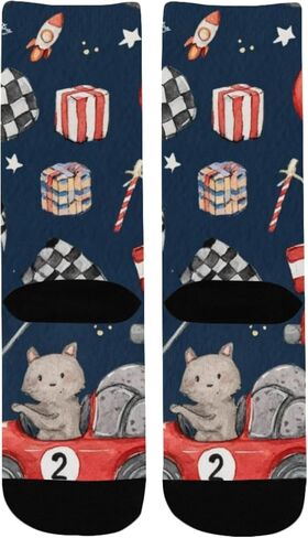 Checkered Race Design Hiking Socks - Toddler Boys & Girls Warm Thick Thermal Winter Crew Socks for School, Daily Wear & Outdoor Activities in Kuwait