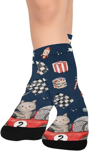 Checkered Race Design Hiking Socks - Toddler Boys & Girls Warm Thick Thermal Winter Crew Socks for School, Daily Wear & Outdoor Activities in Kuwait