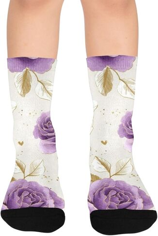 Spring Purple Heart Design Hiking Socks - Toddler Boys & Girls Warm Thick Thermal Winter Crew Socks for School, Daily Wear & Outdoor Activities in Kuwait