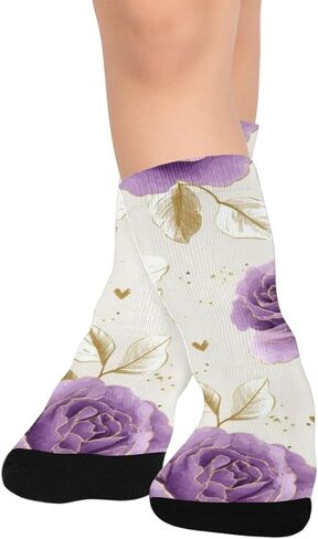 Spring Purple Heart Design Hiking Socks - Toddler Boys & Girls Warm Thick Thermal Winter Crew Socks for School, Daily Wear & Outdoor Activities in Kuwait