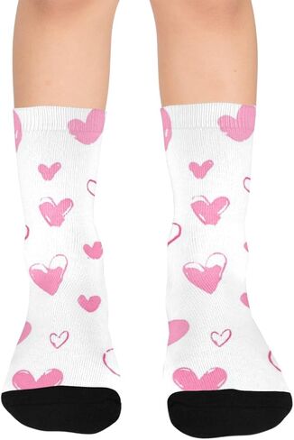 Small Pink Sketch Hearts Hiking Socks - Toddler Boys & Girls Warm Thick Thermal Winter Crew Socks for School, Daily Wear & Outdoor Activities in Saudi Arabia