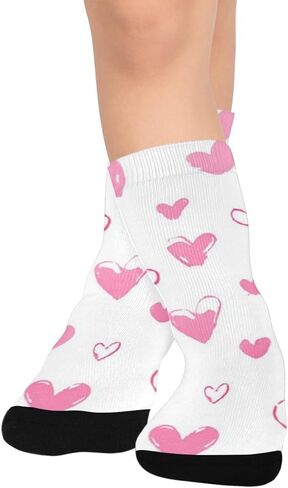 Small Pink Sketch Hearts Hiking Socks - Toddler Boys & Girls Warm Thick Thermal Winter Crew Socks for School, Daily Wear & Outdoor Activities in Saudi Arabia