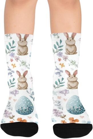 Easter Egg Grid Bunny Hiking Socks - Toddler Boys & Girls Warm Thick Thermal Winter Crew Socks for School, Daily Wear & Outdoor Activities in Saudi Arabia