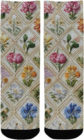 Pastel Diamond Flowers Hiking Socks - Toddler Boys & Girls Warm Thick Thermal Winter Crew Socks for School, Daily Wear & Outdoor Activities in Saudi Arabia