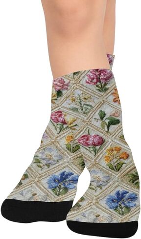 Pastel Diamond Flowers Hiking Socks - Toddler Boys & Girls Warm Thick Thermal Winter Crew Socks for School, Daily Wear & Outdoor Activities in Saudi Arabia