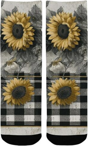 Rustic Sunflower Black Hiking Socks - Toddler Boys & Girls Warm Thick Thermal Winter Crew Socks for School, Daily Wear & Outdoor Activities in Saudi Arabia