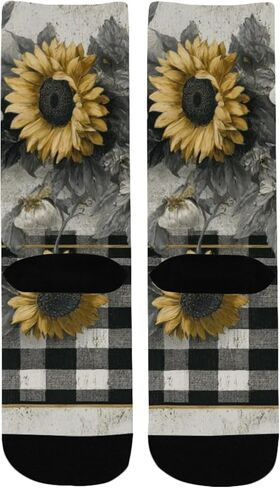 Rustic Sunflower Black Hiking Socks - Toddler Boys & Girls Warm Thick Thermal Winter Crew Socks for School, Daily Wear & Outdoor Activities in Saudi Arabia