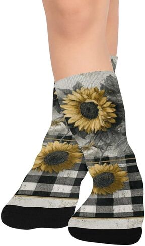 Rustic Sunflower Black Hiking Socks - Toddler Boys & Girls Warm Thick Thermal Winter Crew Socks for School, Daily Wear & Outdoor Activities in Saudi Arabia