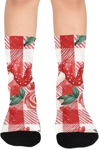 Red Heart Gnomes Hiking Socks - Toddler Boys & Girls Warm Thick Thermal Winter Crew Socks for School, Daily Wear & Outdoor Activities in Saudi Arabia