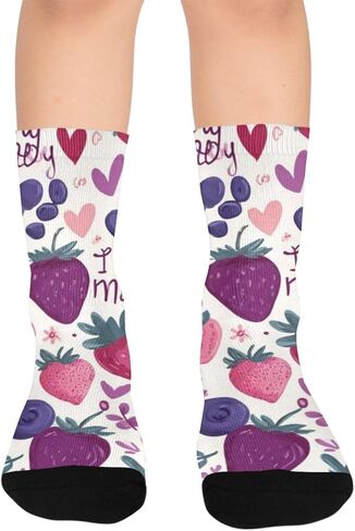 جوارب المشي لمسافات طويلة بتصميم Berry Red Love - جوارب شتوية حرارية سميكة دافئة للأولاد والبنات للمدرسة، والارتداء اليومي والأنشطة الخارجية in Saudi Arabia