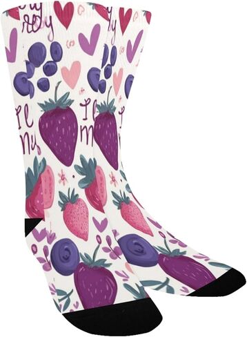 جوارب المشي لمسافات طويلة بتصميم Berry Red Love - جوارب شتوية حرارية سميكة دافئة للأولاد والبنات للمدرسة، والارتداء اليومي والأنشطة الخارجية in Saudi Arabia