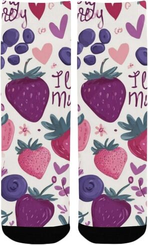 جوارب المشي لمسافات طويلة بتصميم Berry Red Love - جوارب شتوية حرارية سميكة دافئة للأولاد والبنات للمدرسة، والارتداء اليومي والأنشطة الخارجية in Saudi Arabia