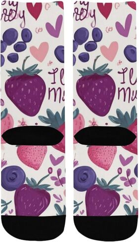 جوارب المشي لمسافات طويلة بتصميم Berry Red Love - جوارب شتوية حرارية سميكة دافئة للأولاد والبنات للمدرسة، والارتداء اليومي والأنشطة الخارجية in Saudi Arabia
