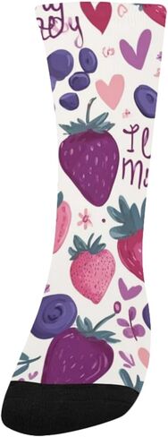 جوارب المشي لمسافات طويلة بتصميم Berry Red Love - جوارب شتوية حرارية سميكة دافئة للأولاد والبنات للمدرسة، والارتداء اليومي والأنشطة الخارجية in Saudi Arabia