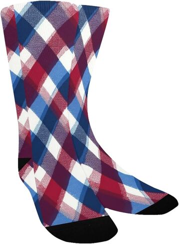 Classic Plaid Grid Blue Hiking Socks - Toddler Boys & Girls Warm Thick Thermal Winter Crew Socks for School, Daily Wear & Outdoor Activities in Kuwait