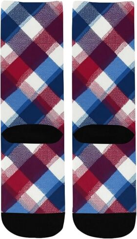Classic Plaid Grid Blue Hiking Socks - Toddler Boys & Girls Warm Thick Thermal Winter Crew Socks for School, Daily Wear & Outdoor Activities in Kuwait