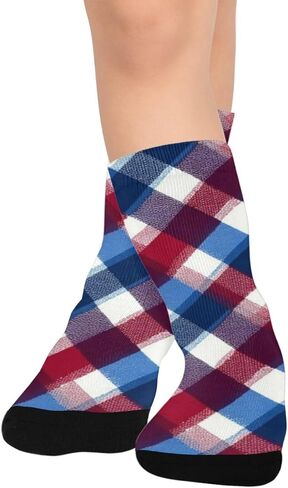 Classic Plaid Grid Blue Hiking Socks - Toddler Boys & Girls Warm Thick Thermal Winter Crew Socks for School, Daily Wear & Outdoor Activities in Kuwait