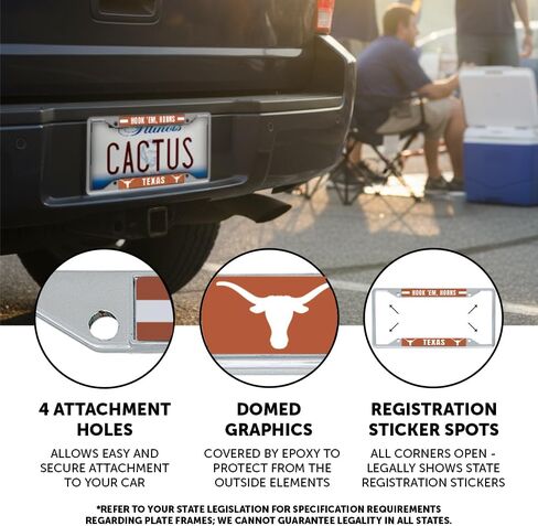 Desert Cactus University of Texas License Plate Frame Longhorns UT Austin Holder for Front or Back of Car Metal Car Tag Holder Officially Licensed (Slogan 2) in Saudi Arabia