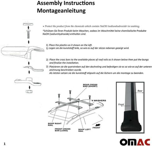 OMAC Roof Rack Rails Cross Bars Set for RAM ProMaster City 2015-2022 Black 4 Pcs in Saudi Arabia
