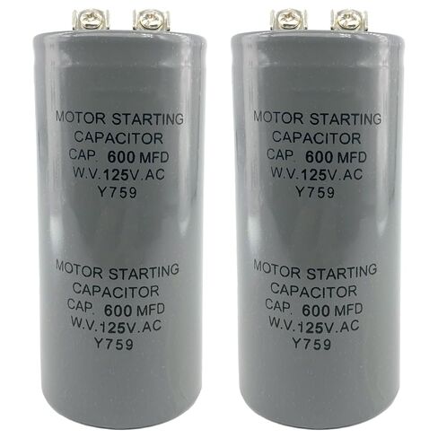 مكثفات CD60 600 فائق التوهج/MFD 125VAC (عبوة من قطعتين) لوحدات تكييف الهواء والضواغط والمضخات وأنظمة التدفئة والتهوية وتكييف الهواء والمحركات الكهربائية in Kuwait